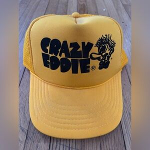 🔥 Vintage 80’s Crazy Eddies Yellow Trucker Hat  Adjustable 🔥